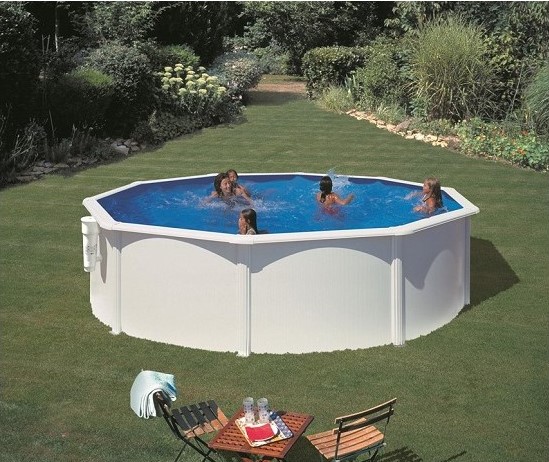 Rund fritstående pool
